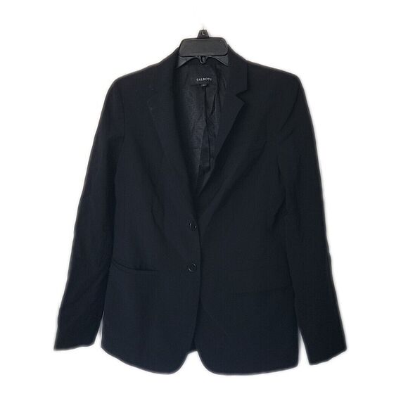Talbots Classy 2 Button Black Blazer ~ Sz 6 ~ Long Sleeve ~ Lined ~Wool Blend - Picture 1 of 5